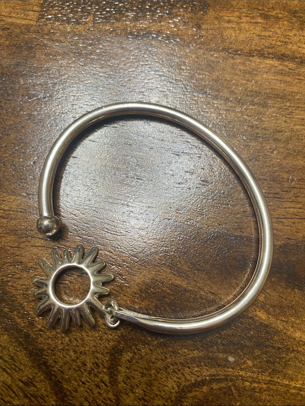 Vintage 1990s Sterling Silver “Circle of Friends” sun charm bangle bracelet.